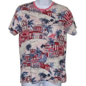 BOBBY CHAN Silk-Cotton Tshirt, S, City Print, Short sleeves, Tee, Palm trees